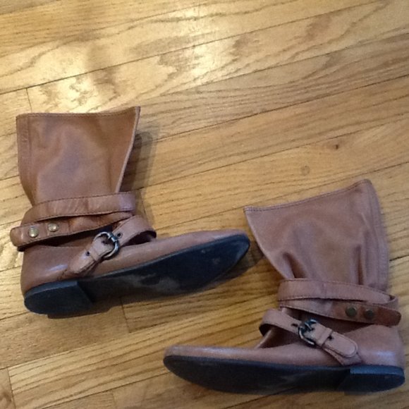 Light Cognac Colored Slouch Leather Boots - Picture 1 of 4